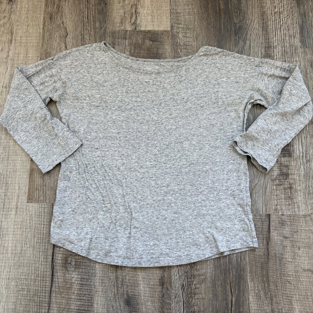 Ann Taylor LOFT Boatneck Grey Long Sleeve Top Women’s Size M